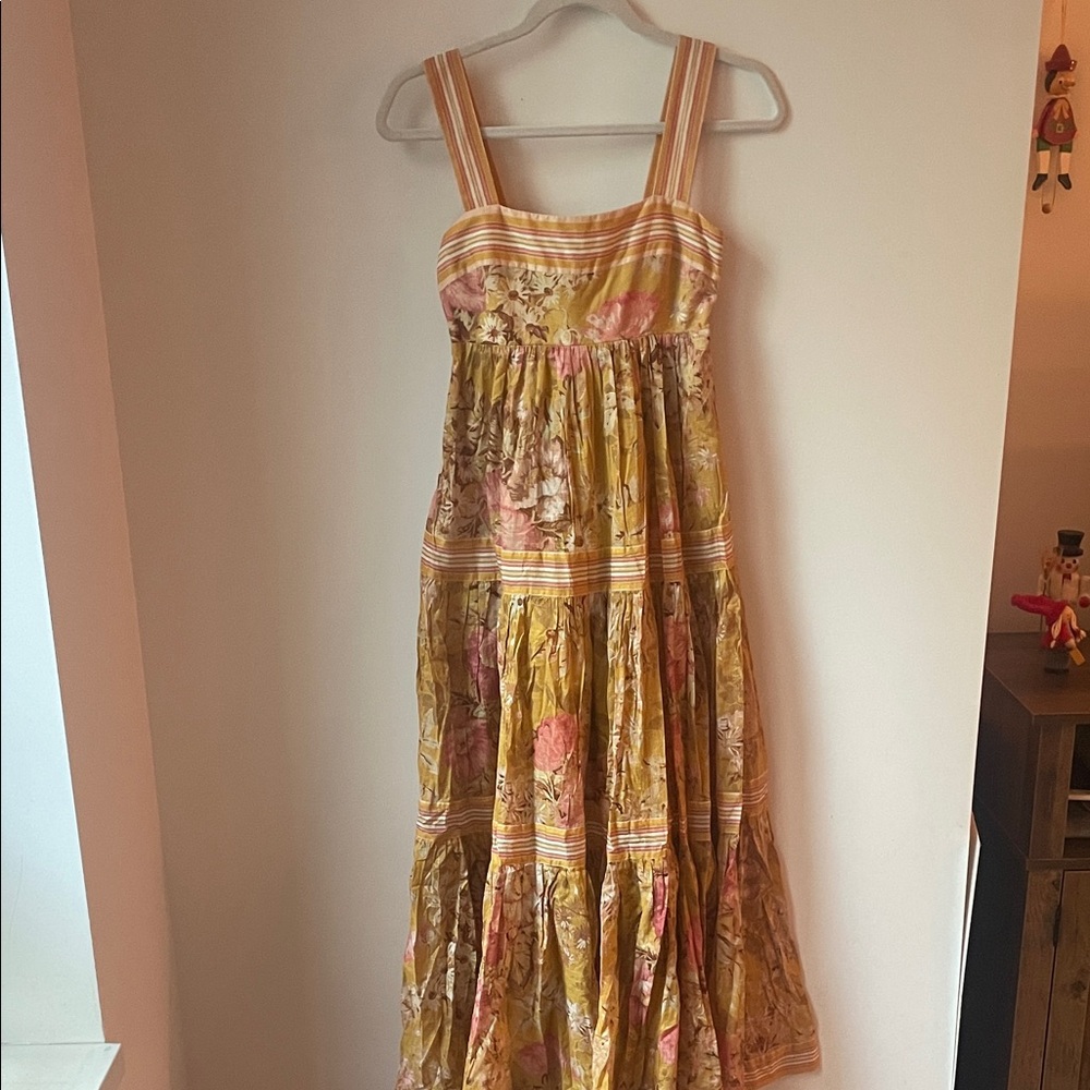 Zimmermann Pattie Tie Shoulder Dress in mustard floral